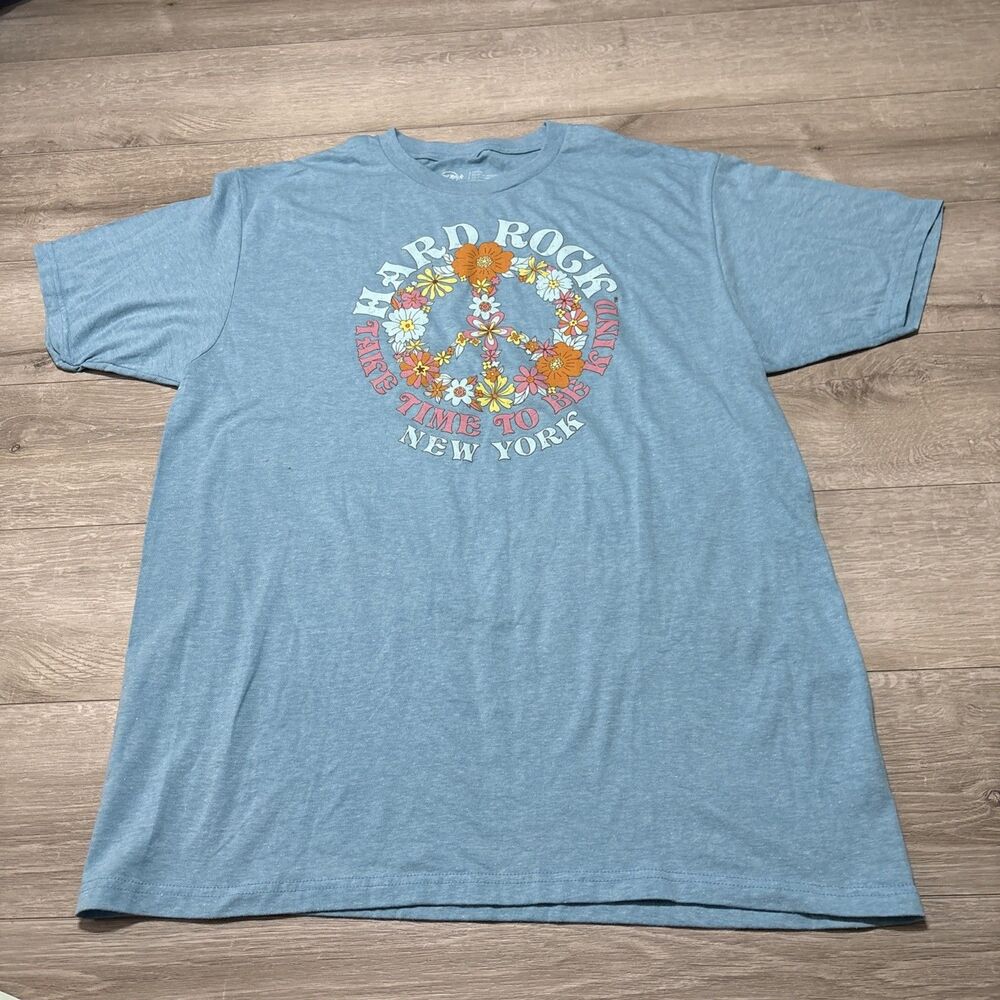 Hard Rock Cafe New York Take Time to Be Kind Aqua Floral SS T Shirt Women L